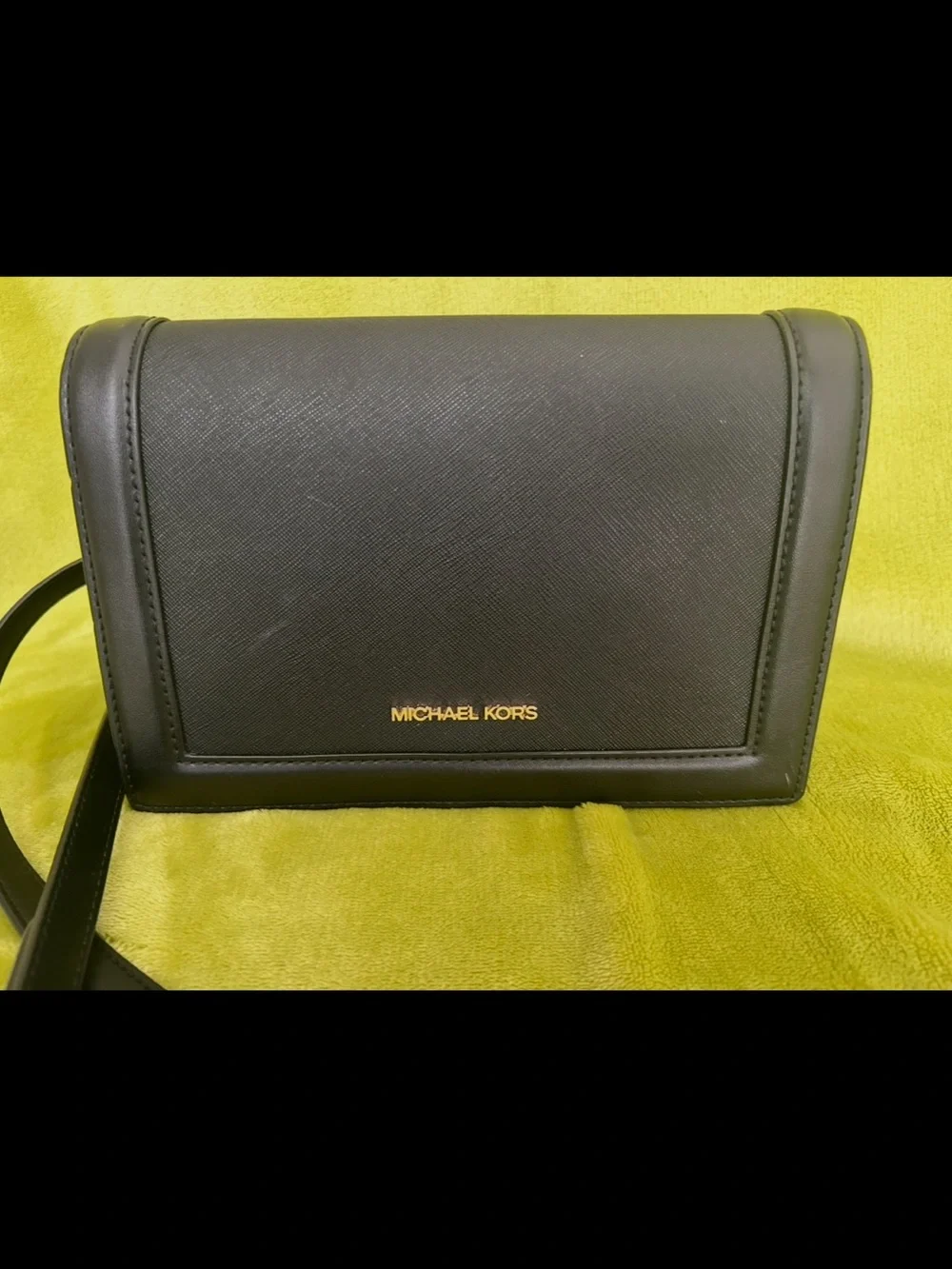 Michael Kors Black Leather Crossbody with Gold Hardware